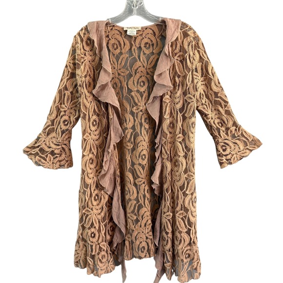 Lady Noiz Womens L Duster Cardigan Lace Whimsigoth Fairy Bell Sleeve Boho - Picture 1 of 9